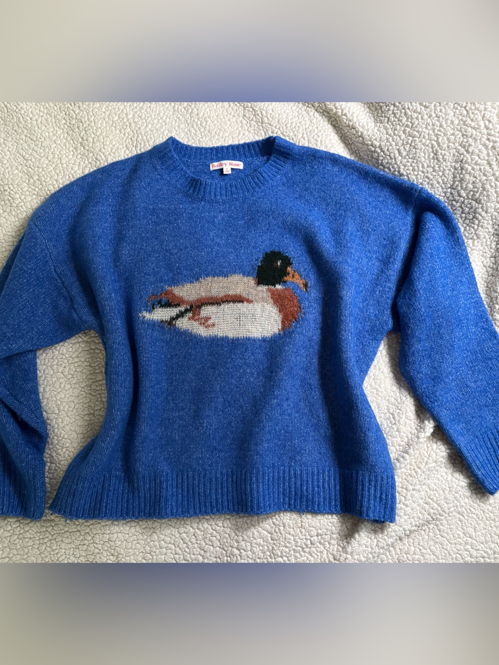 Bailey Rose Bright Blue Duck Sweater sz Small